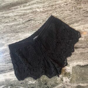 Express Black Crochet Lace Shorts